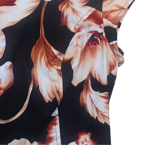 Bebe Peplum Top Blouse Small Dark Floral Cutout Black Pink Wine Short Sleeves - Picture 6 of 11